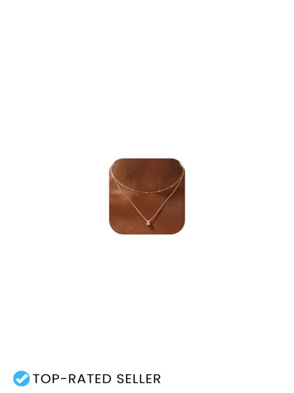 Gold Plated Initial Pendant Necklace Set Dainty Layered Choker with Beaded Box